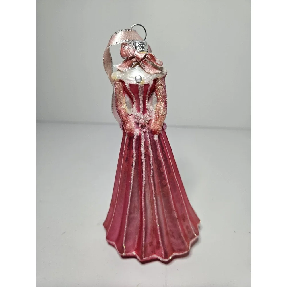 Vintage Disney Aurora Princess Dress Glass Christmas Ornament Pink Ball Gown